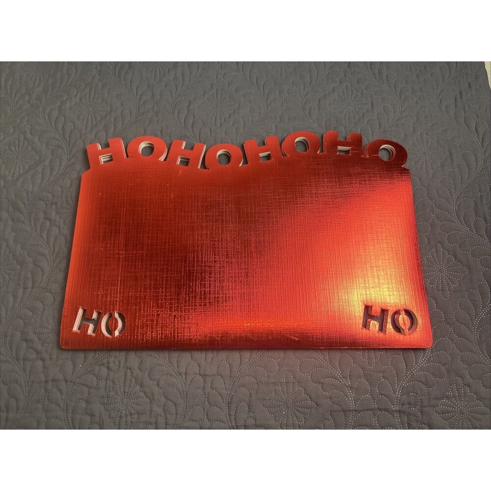 Deluxe Imports Christmas “HO HO HO”Placemats Holidays Set Of 6 Metallic Red USED